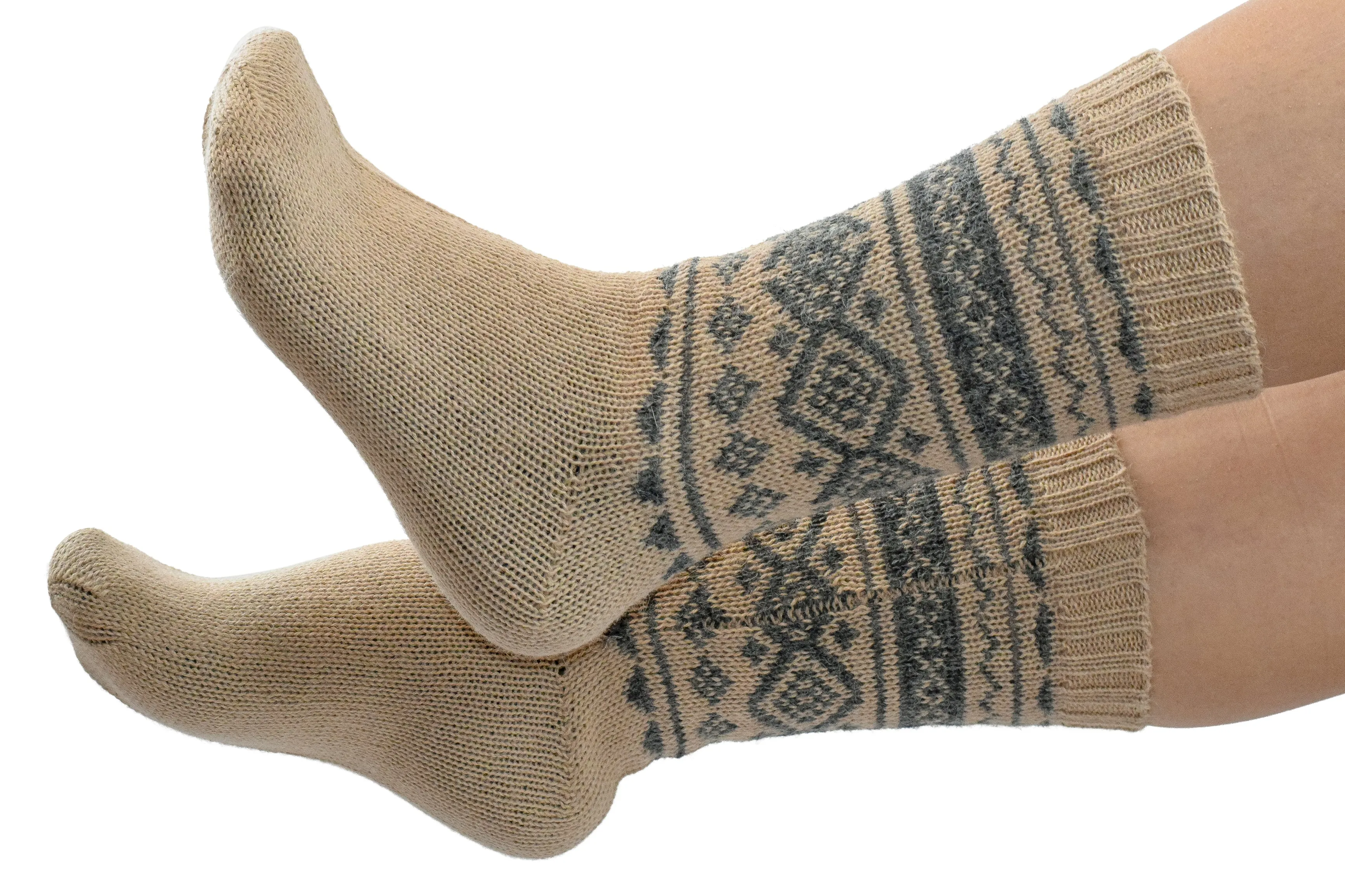 100% Alpaca Wool Casual Knit Socks (Desert Sand)