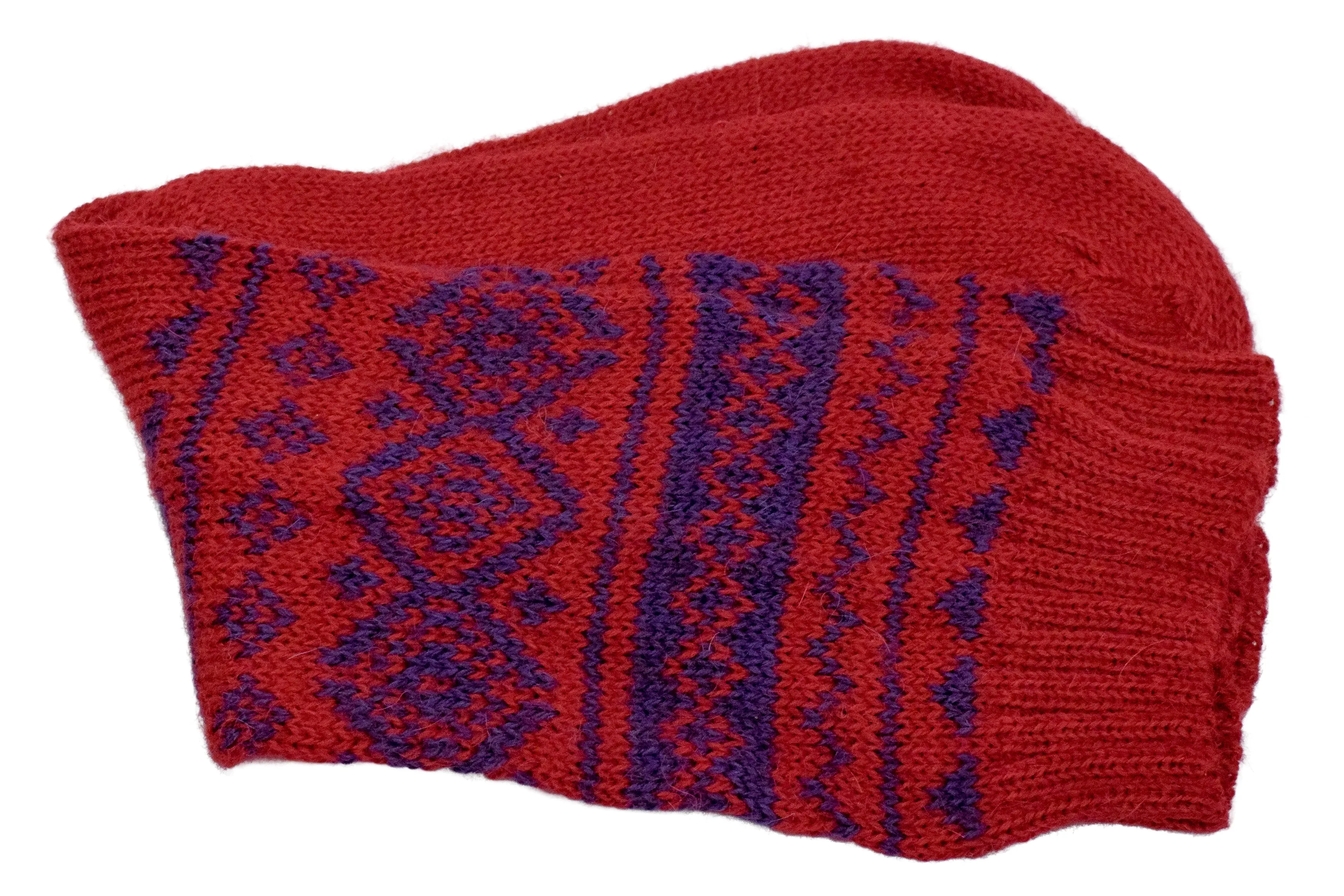 100% Alpaca Wool Casual Knit Socks (Royal Red)