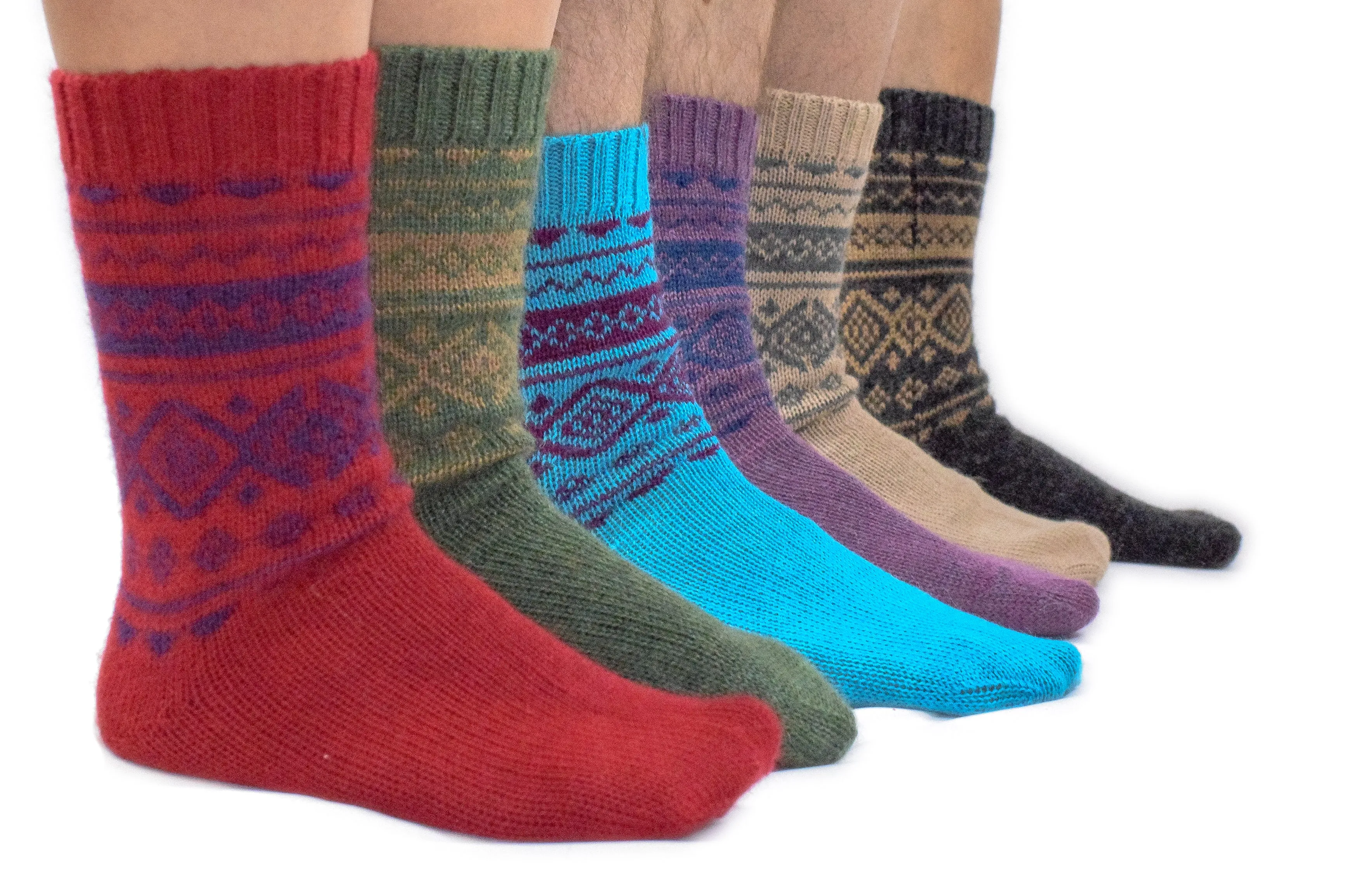 100% Alpaca Wool Casual Knit Socks (Royal Red)