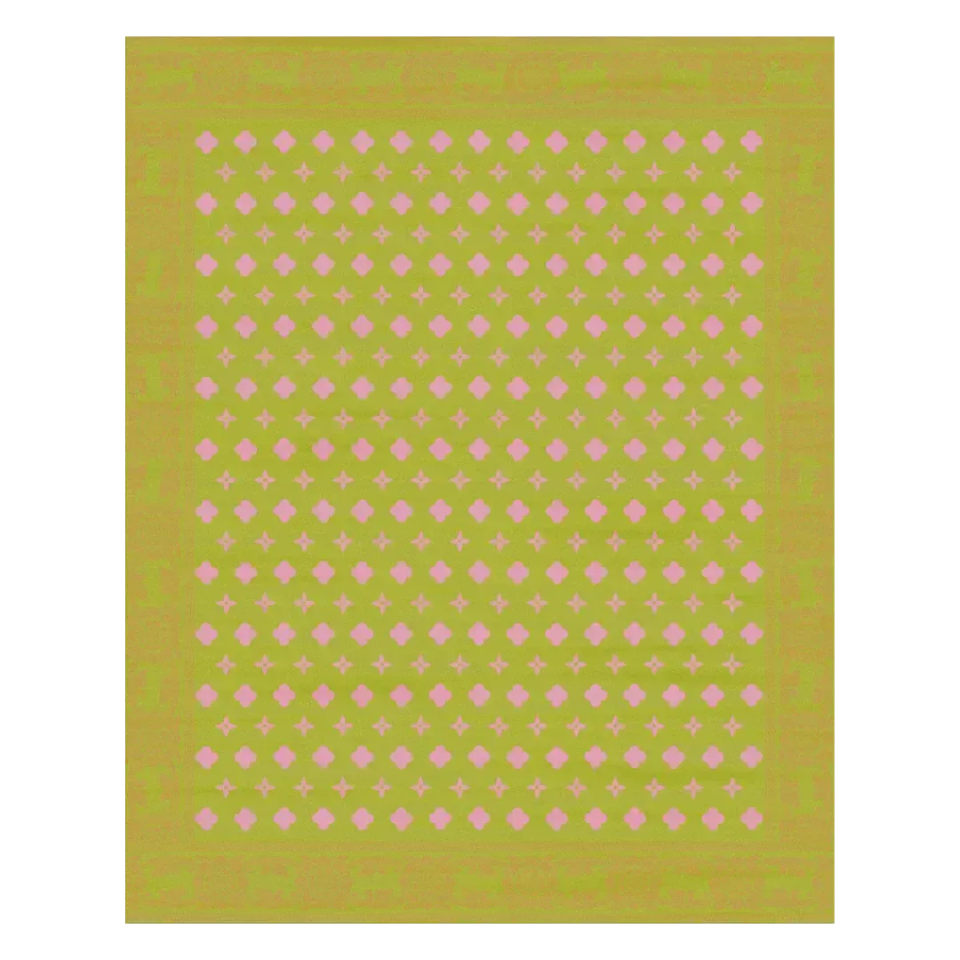 1001 Clover Stars Hand Tufted Rug - Floral Border