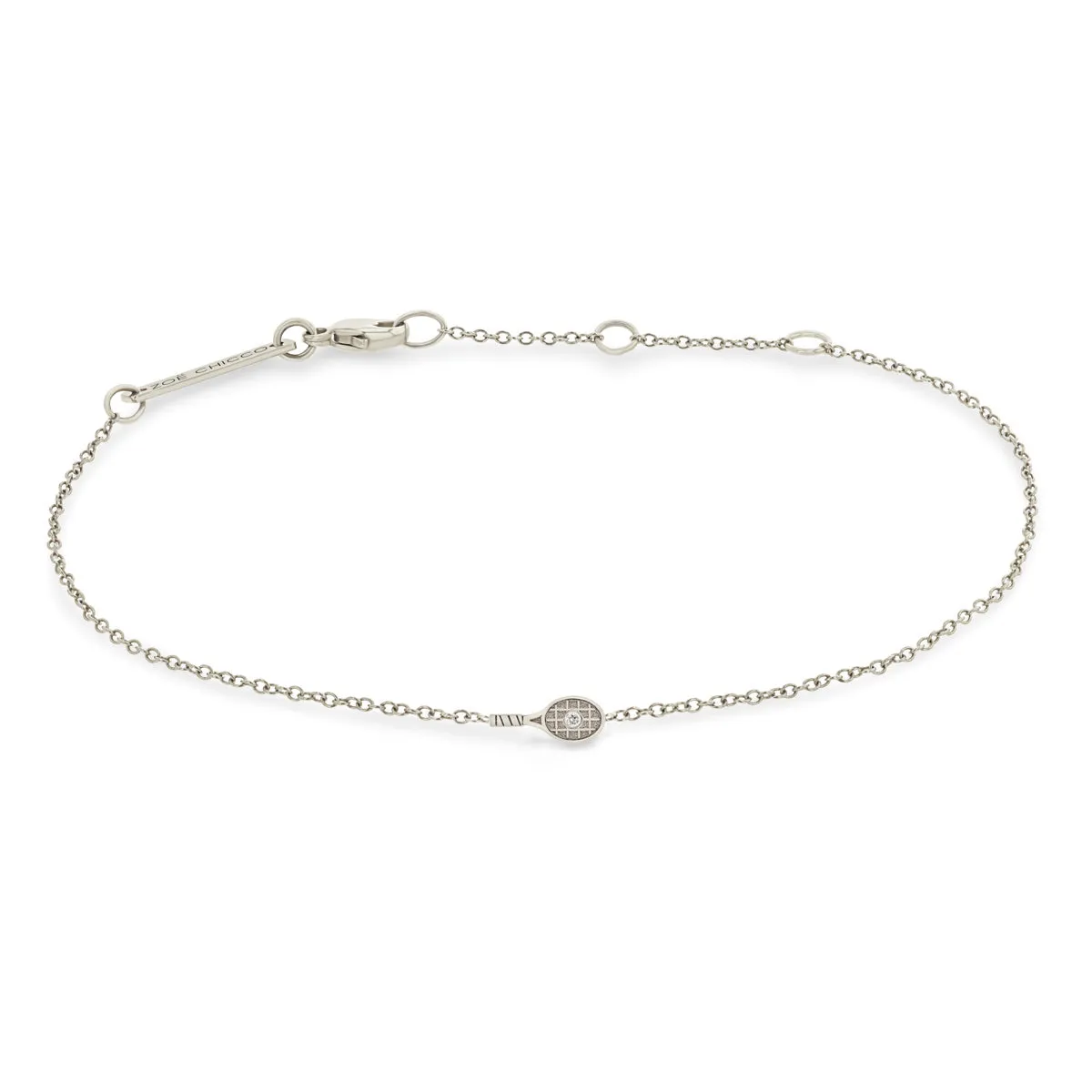14k Itty Bitty Diamond Tennis Racket Bracelet