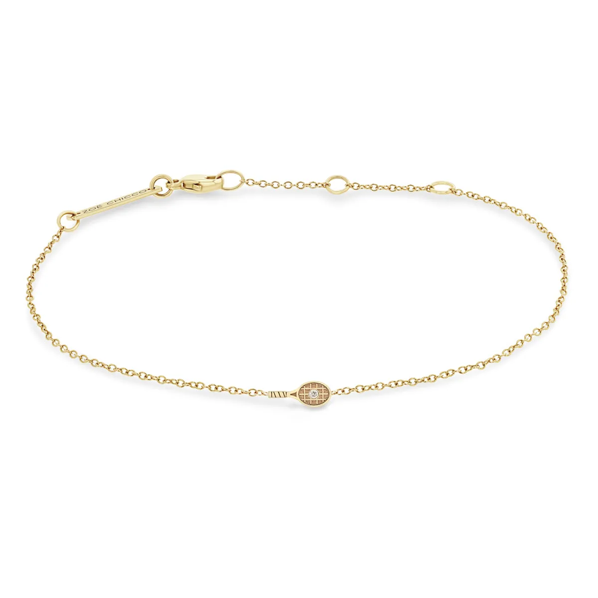 14k Itty Bitty Diamond Tennis Racket Bracelet