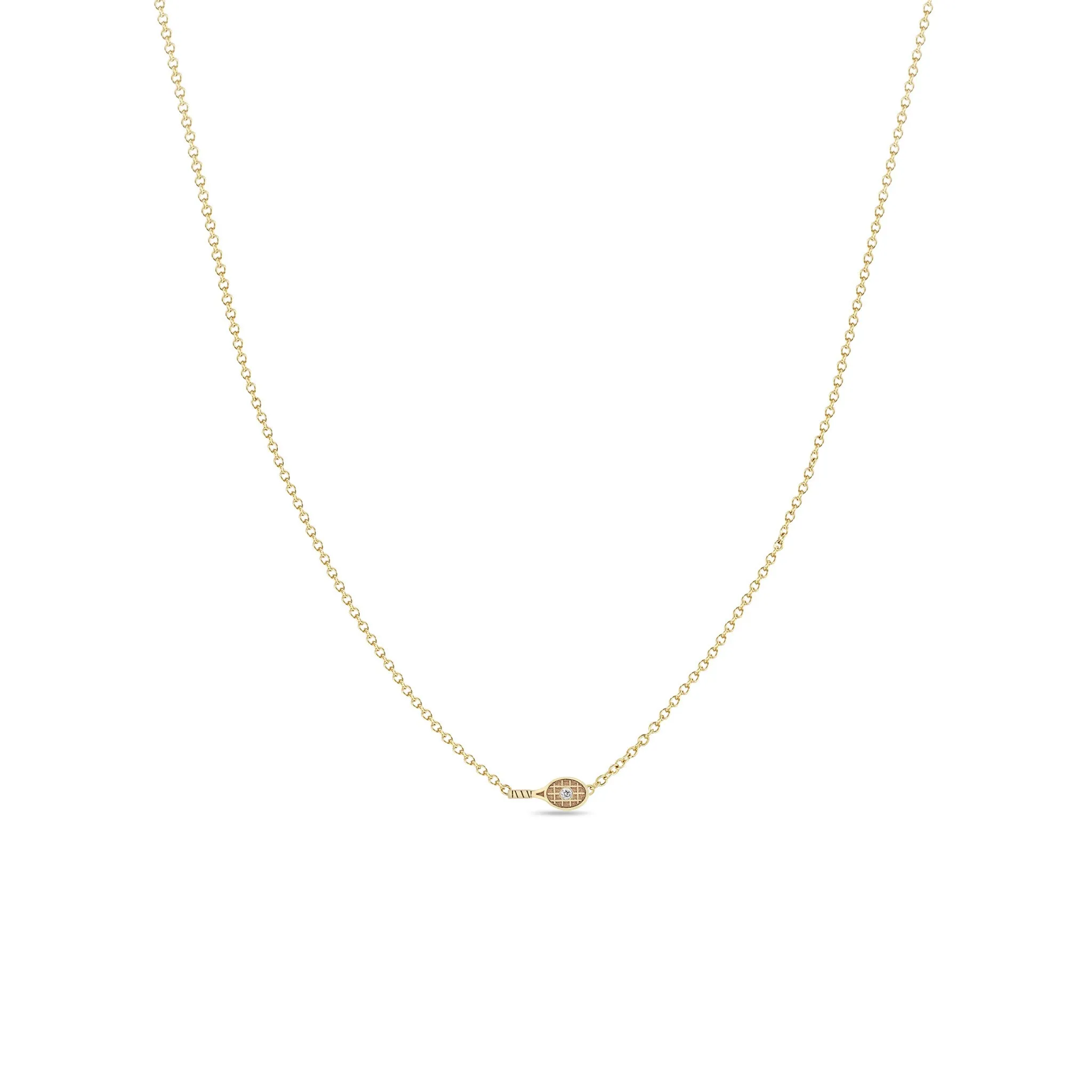 14k Itty Bitty Diamond Tennis Racket Necklace