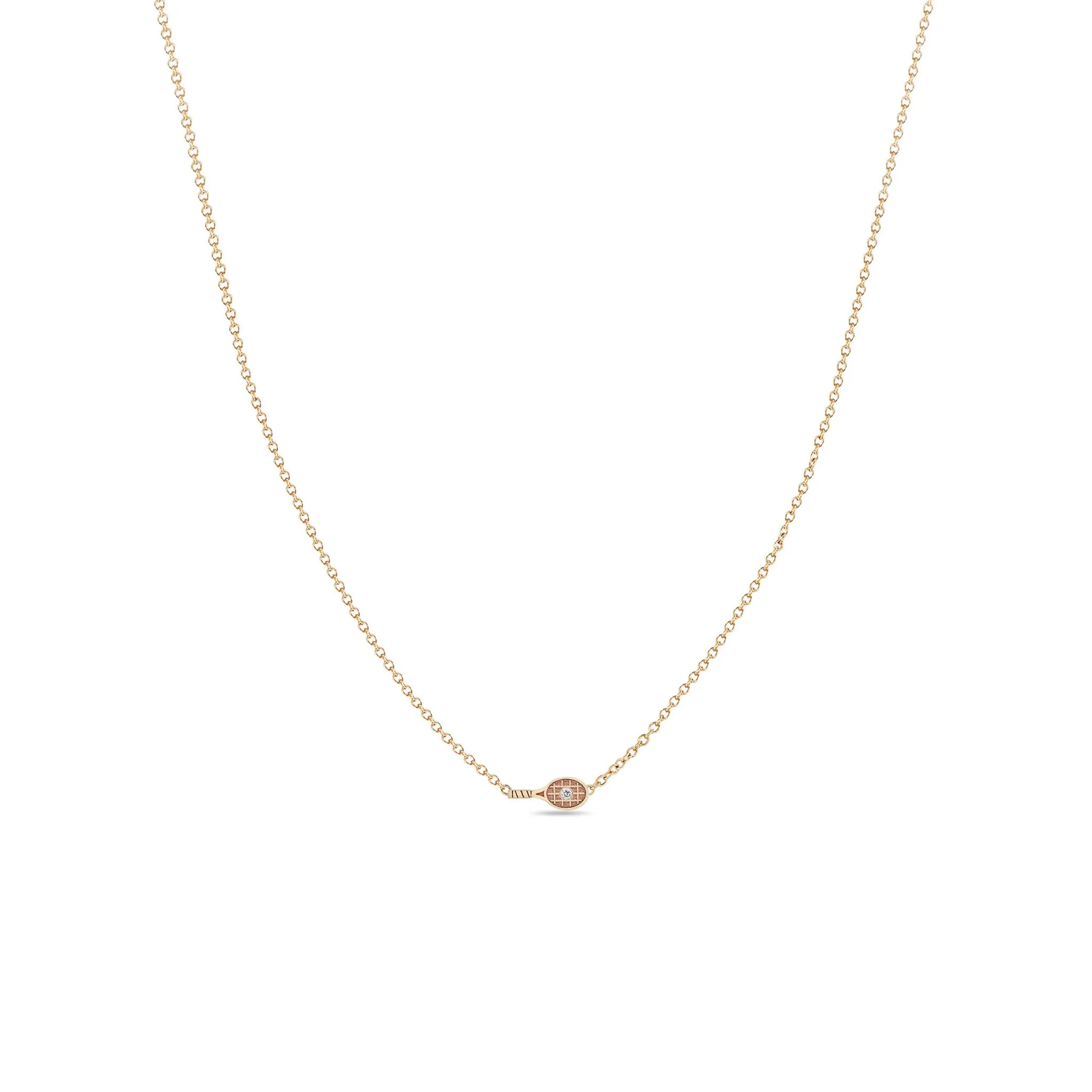 14k Itty Bitty Diamond Tennis Racket Necklace
