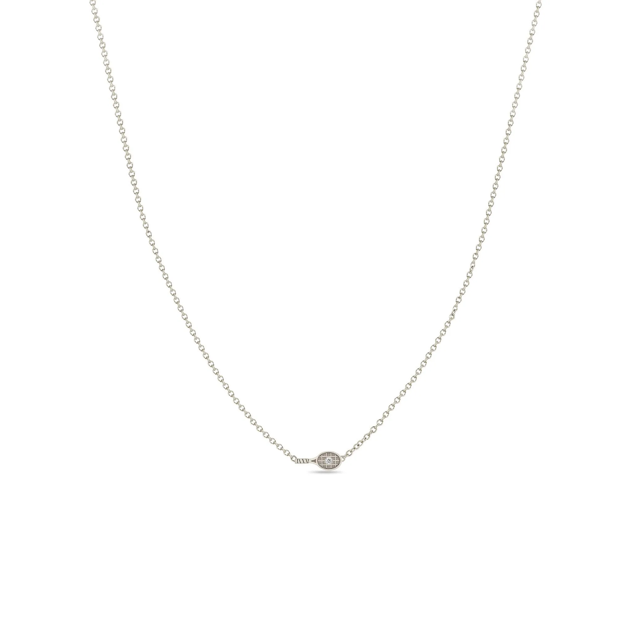 14k Itty Bitty Diamond Tennis Racket Necklace