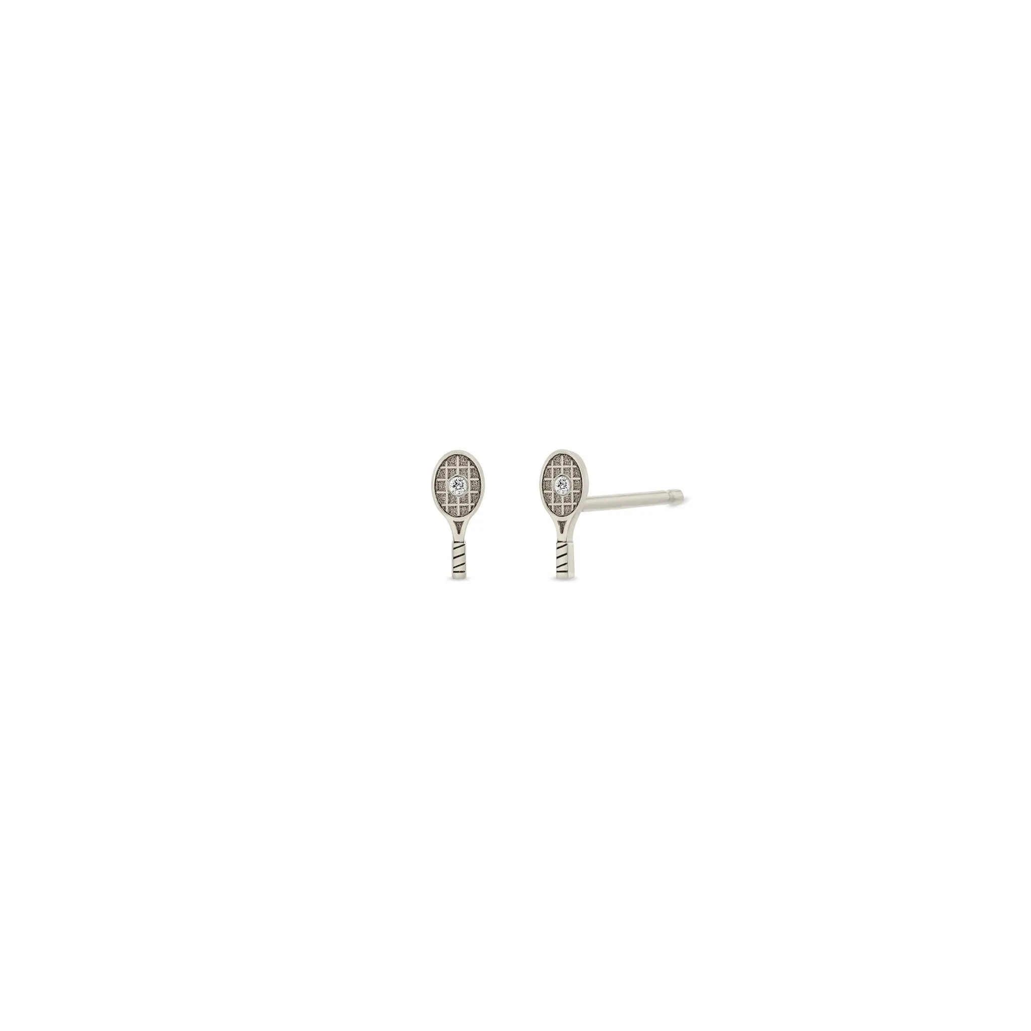 14k Itty Bitty Diamond Tennis Racket Stud