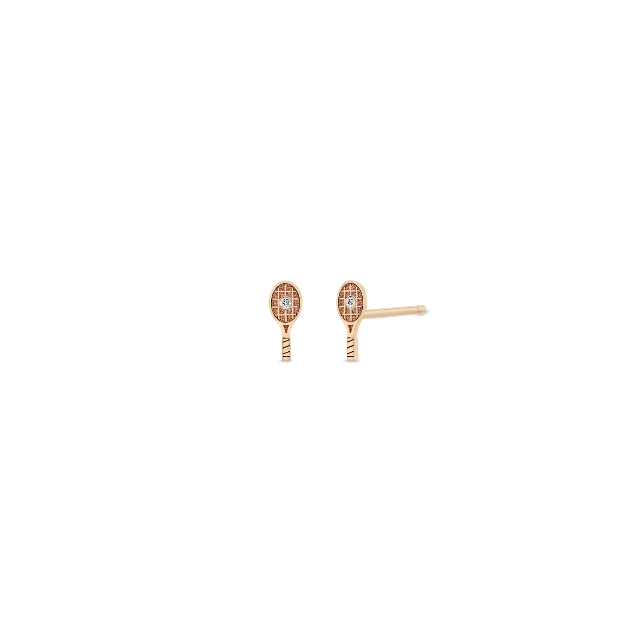 14k Itty Bitty Diamond Tennis Racket Stud