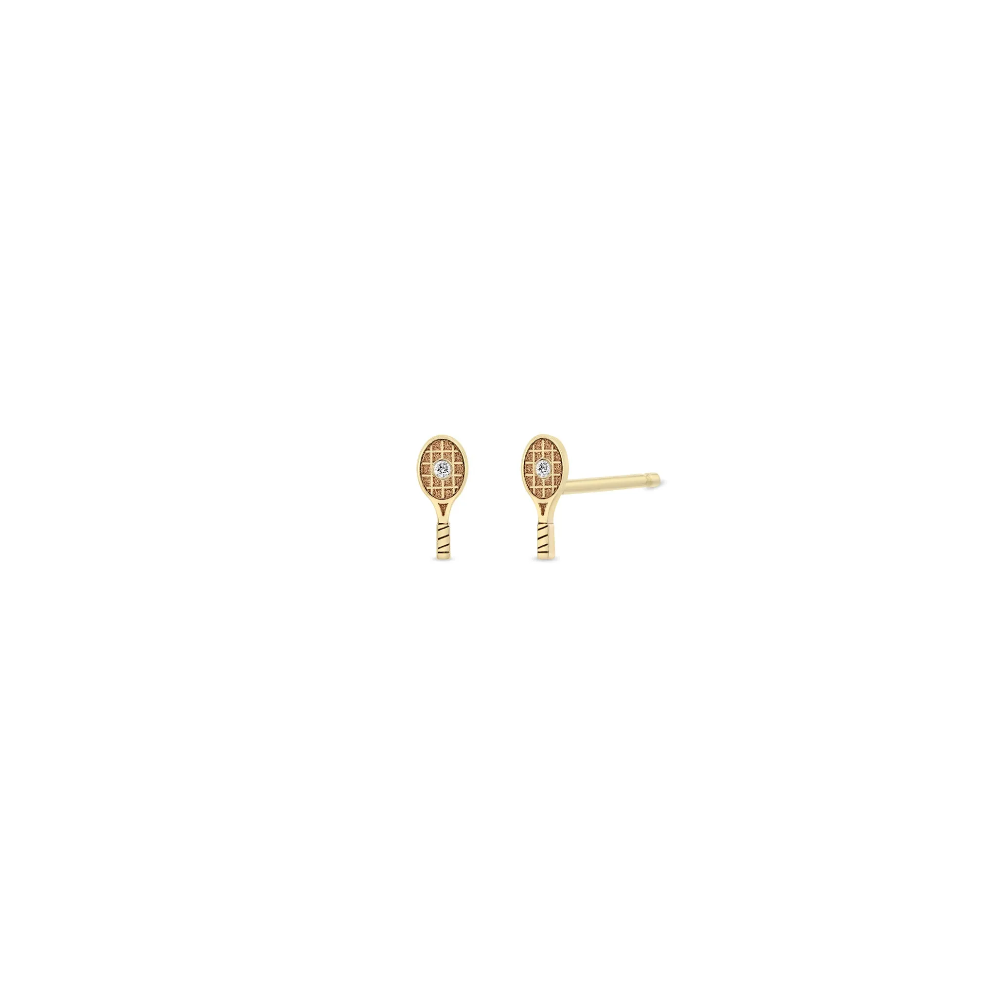 14k Itty Bitty Diamond Tennis Racket Stud