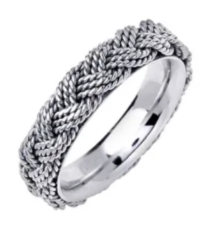 14K or 18K White Gold Hand Braided Ring