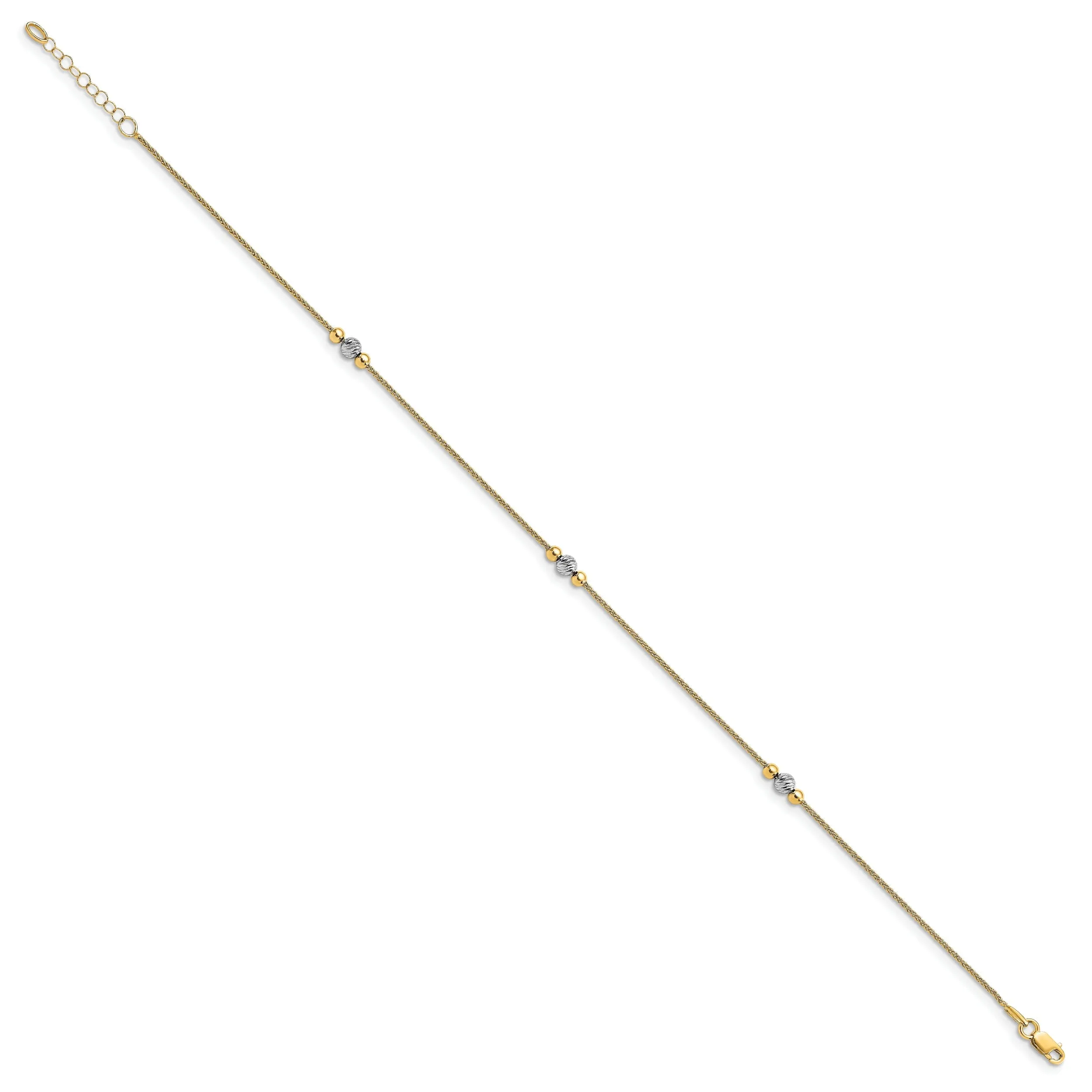 14k Two Tone Gold Polished D.C Anklet