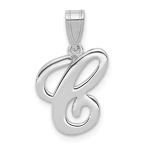 14K White Gold Medium Size Script Design Letter C Initial  Charm Pendant
