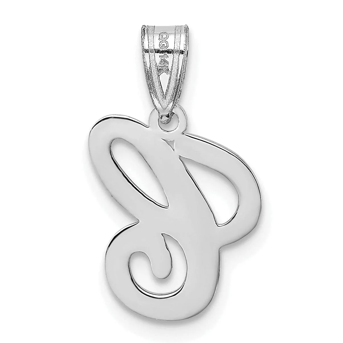 14K White Gold Medium Size Script Design Letter C Initial  Charm Pendant