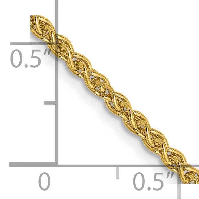 14k Yellow Gold 2.00m Solid Polished Spiga Chain