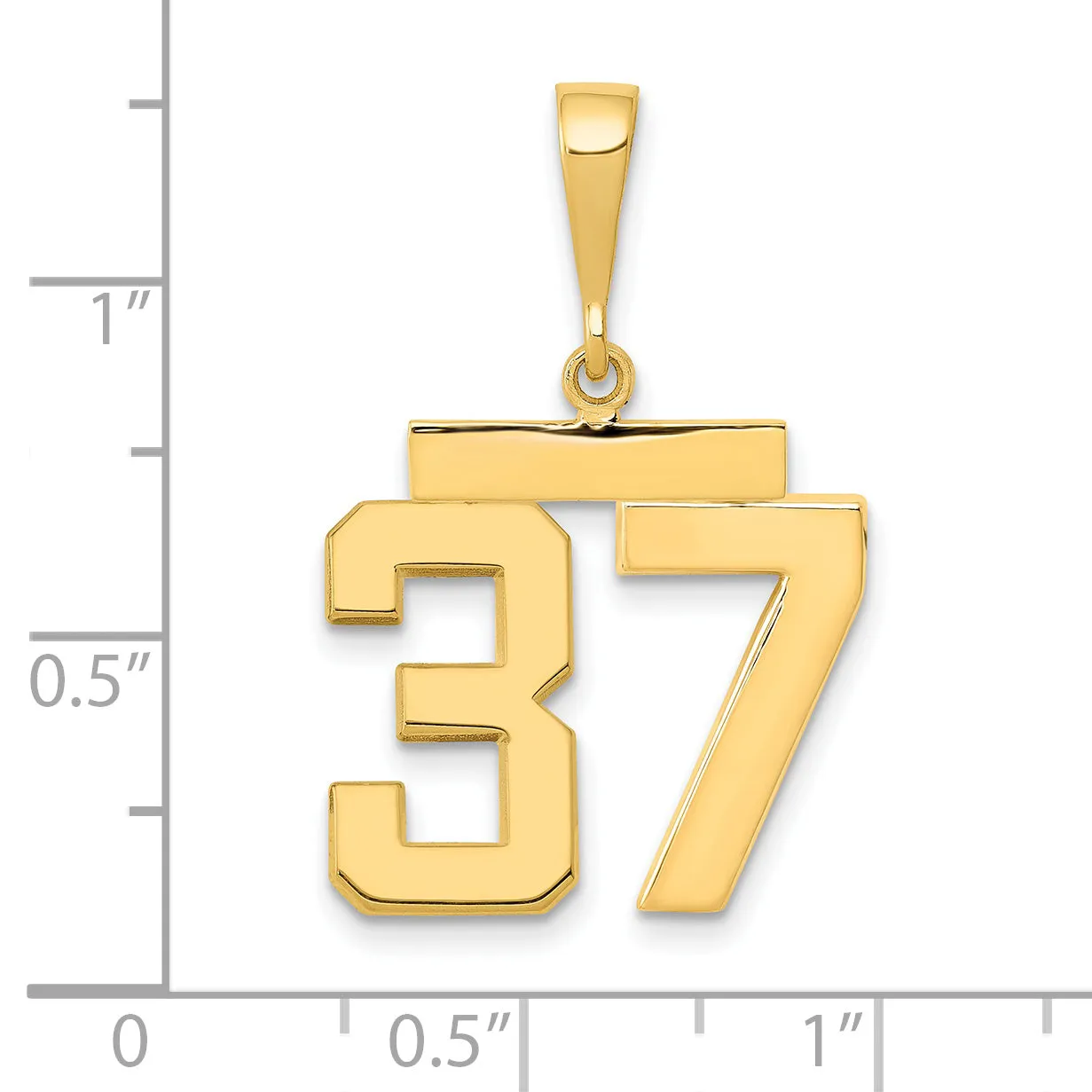 14k Yellow Gold Medium Polished Number 37 Charm