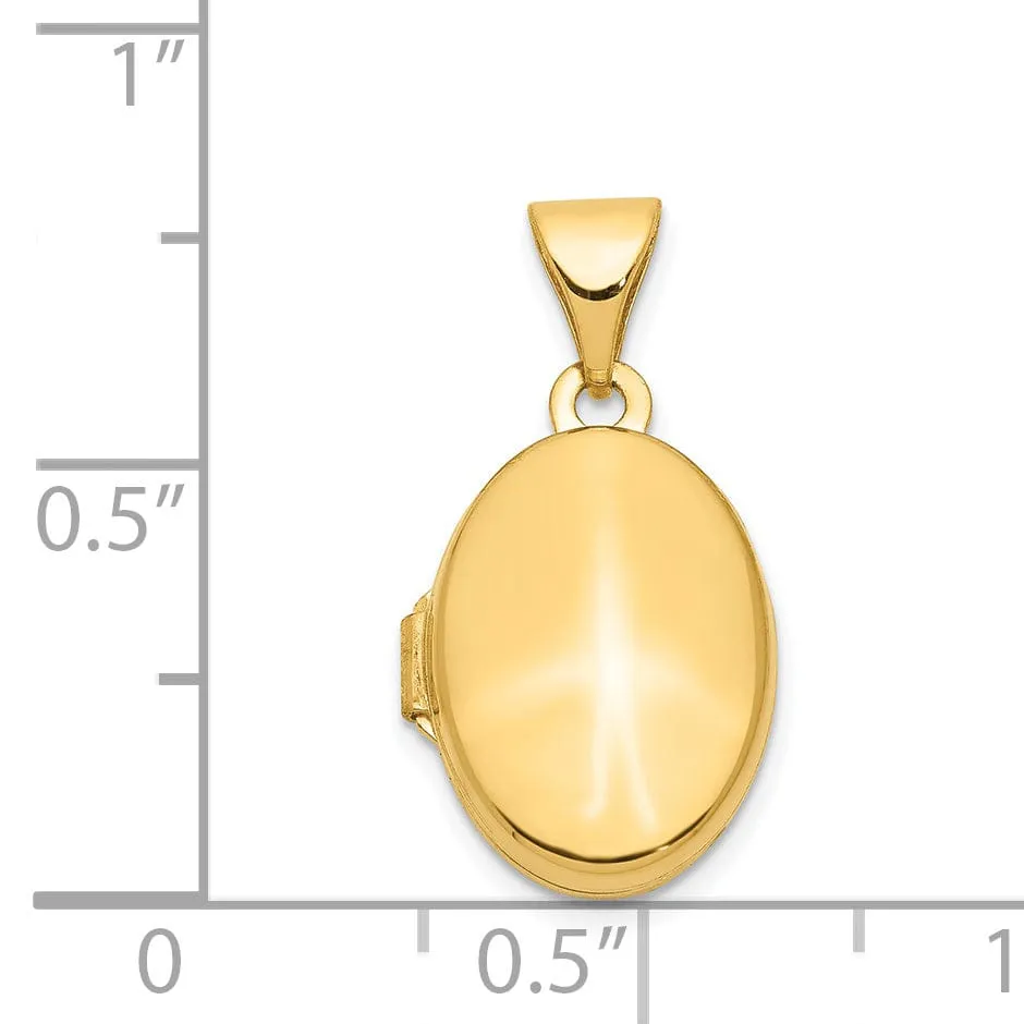 14k Yellow Gold Plain Polished Oval Locket