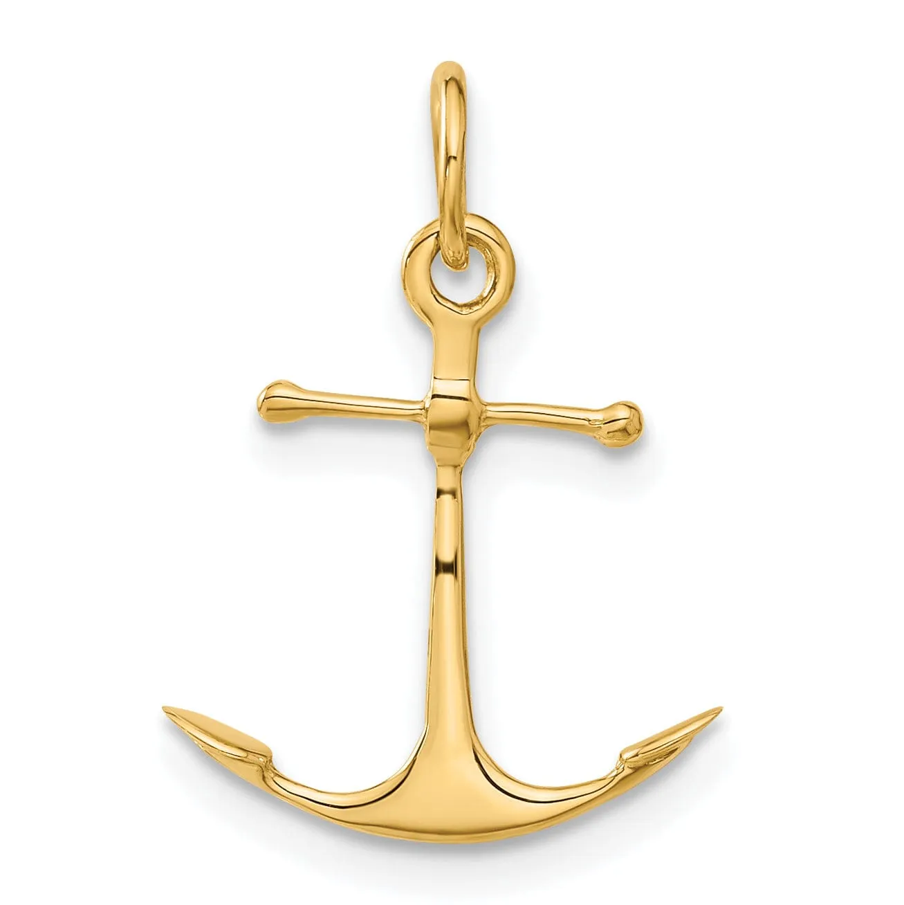 14k Yellow Gold Polished Finish Anchor Pendant