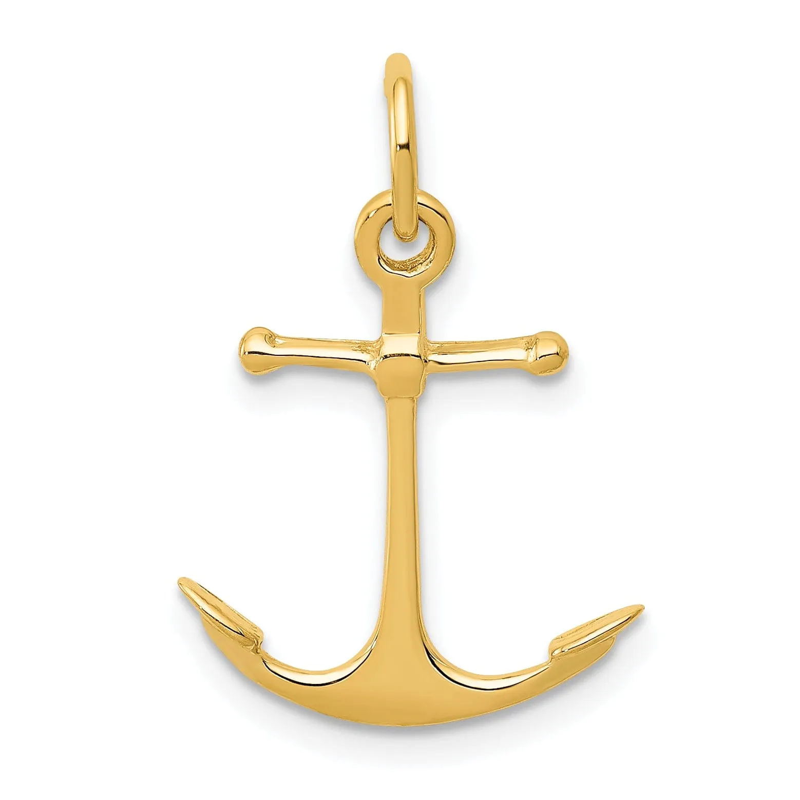 14k Yellow Gold Polished Finish Anchor Pendant