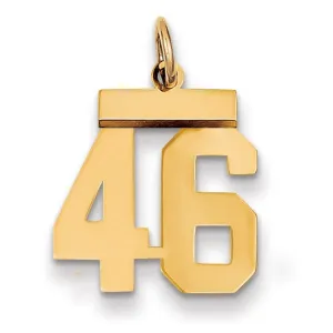 14k Yellow Gold Polished Finish Small Size Number 46 Charm Pendant