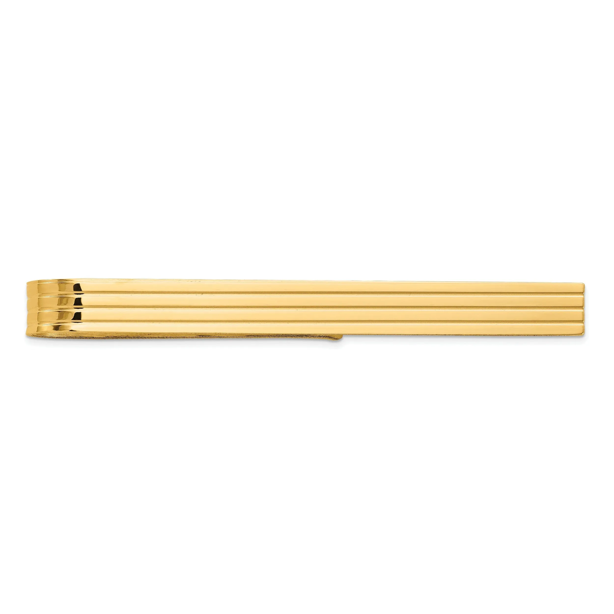 14k Yellow Gold Solid 3-Line Design Tie Bar