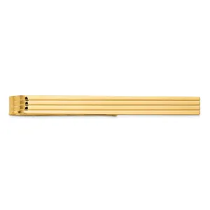 14k Yellow Gold Solid 3-Line Design Tie Bar