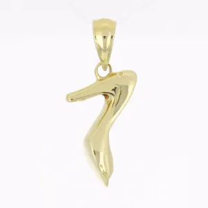 14k Yellow Gold Solid Stiletto High Heel Open Toe Shoe Charm Pendant 1.7 grams