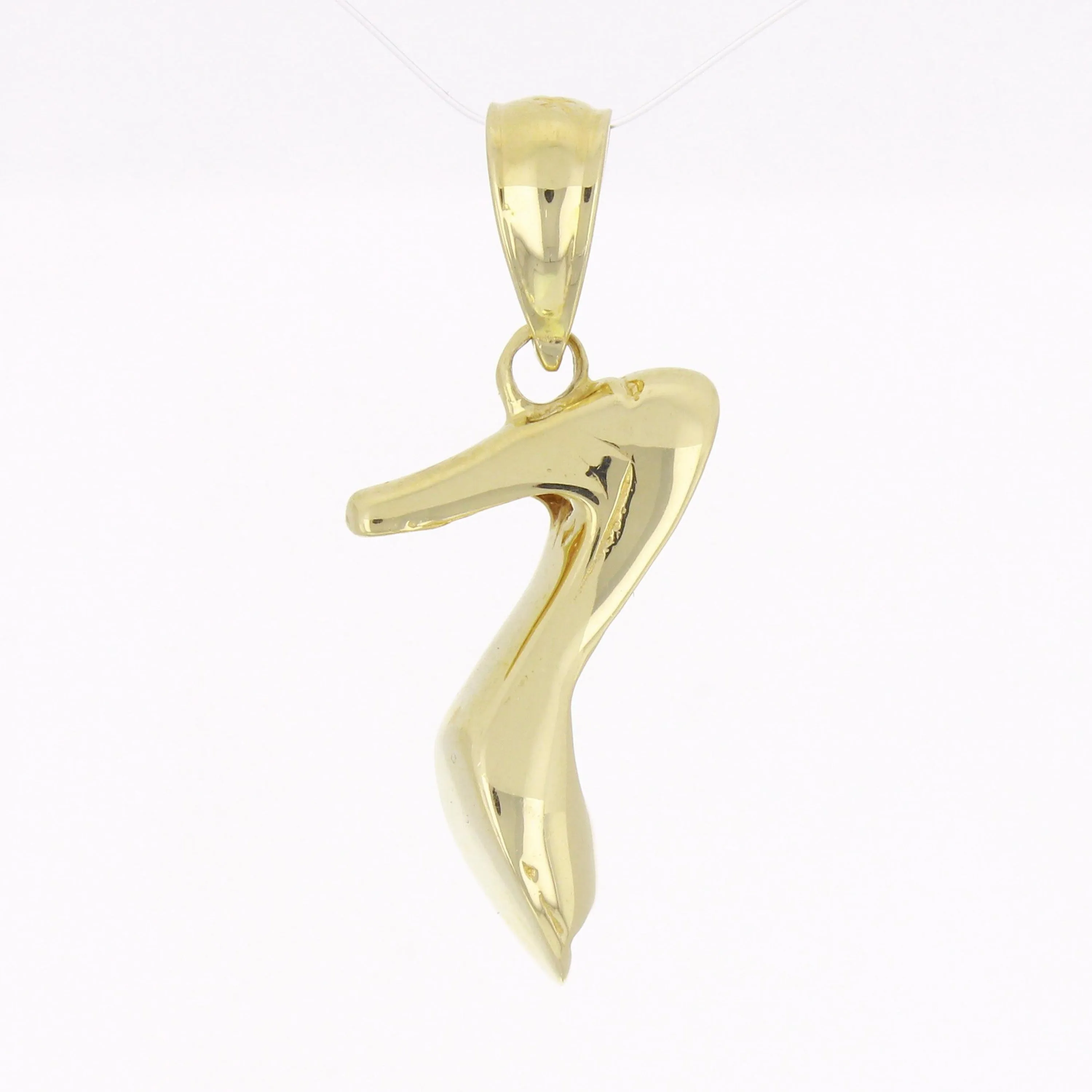 14k Yellow Gold Solid Stiletto High Heel Open Toe Shoe Charm Pendant 1.7 grams