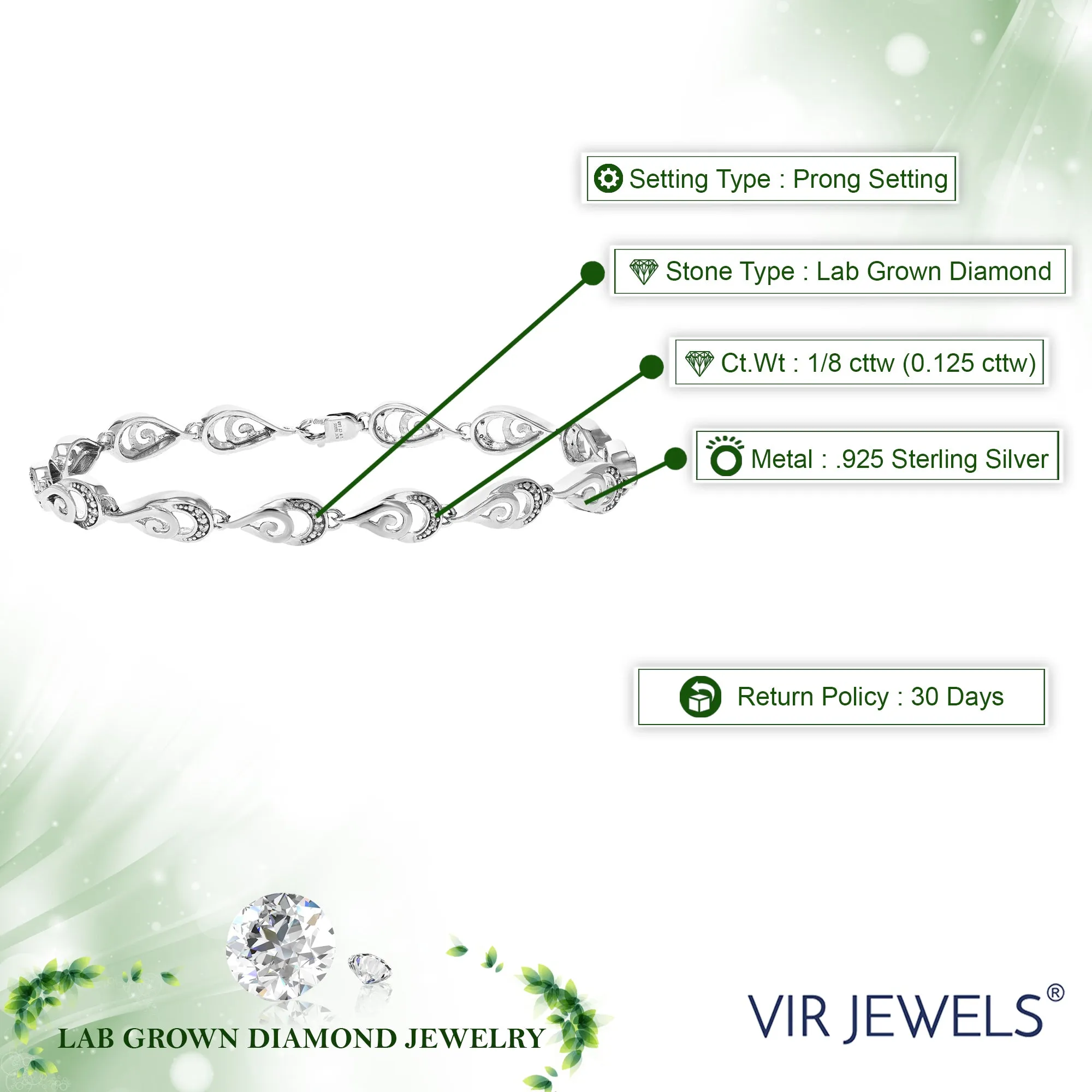 1/8 cttw Lab Grown Diamond Double Drop Tennis Bracelet in Silver