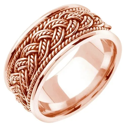 18k Rose or Rose/White Gold 7 Strands Hand Braided Ring Band