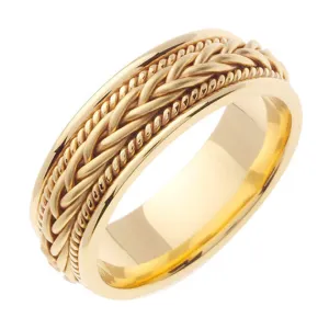 18K Yellow or White Hand Braided Cord Ring Band