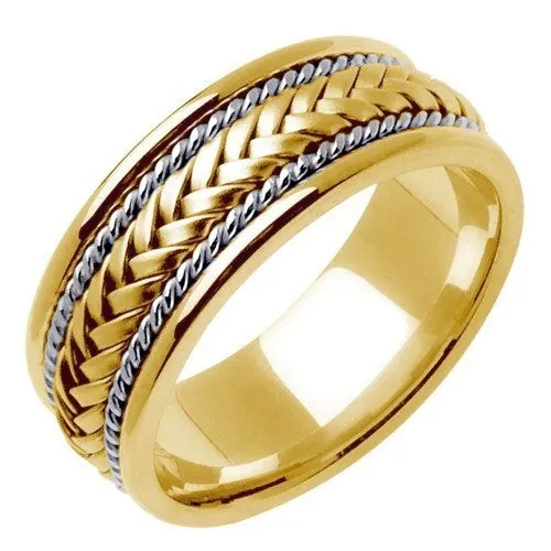 18k Yellow/White Ropes or White/Rose Ropes Hand Braided Ring Band