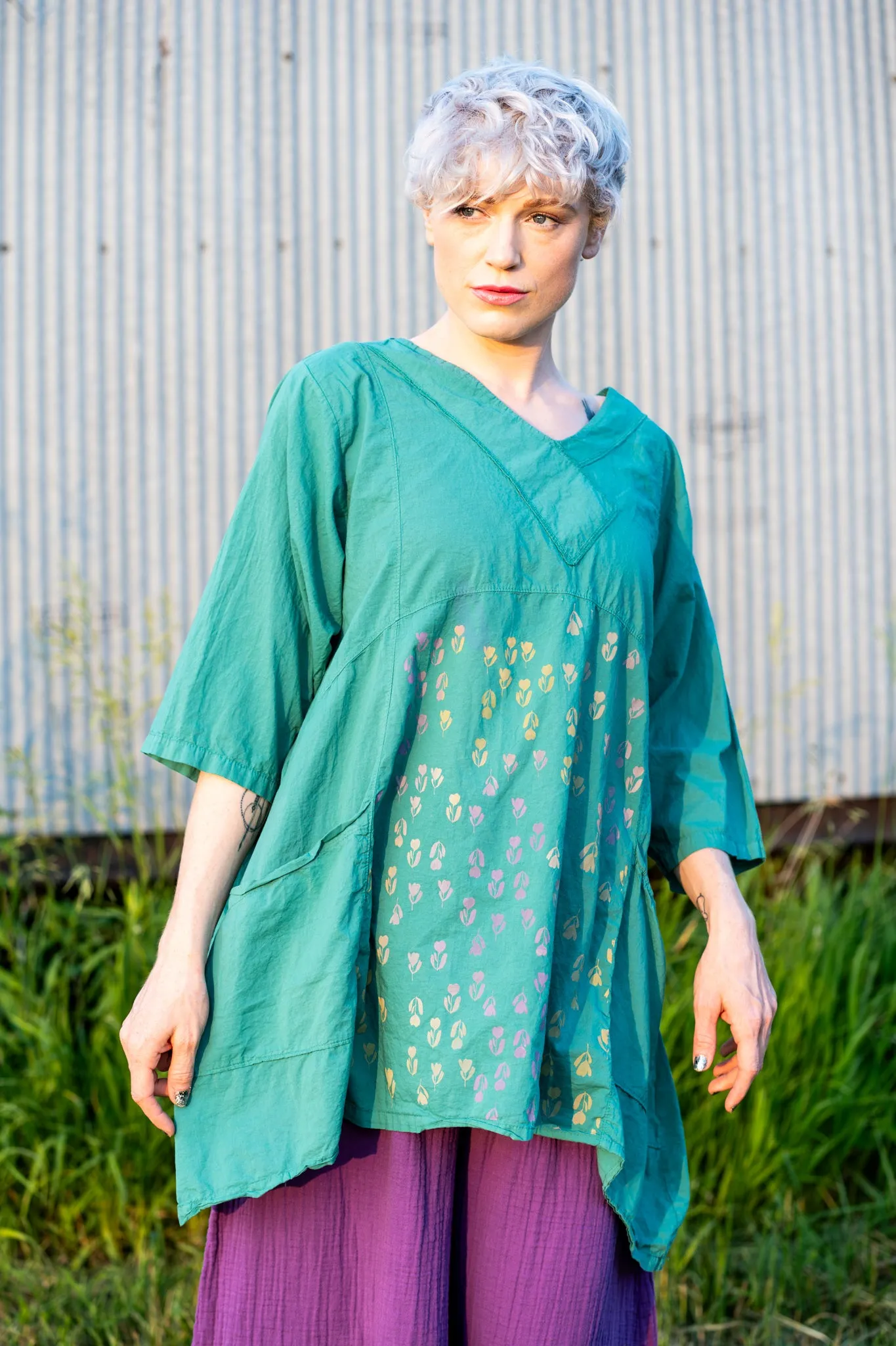 2133-2 Airy Crossover Tunic Jade-P