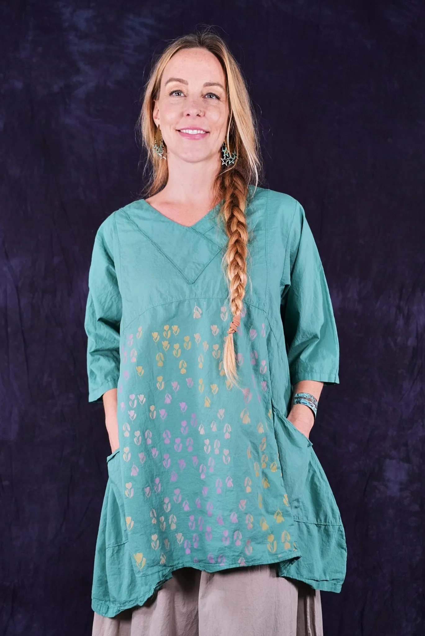 2133-2 Airy Crossover Tunic Jade-P