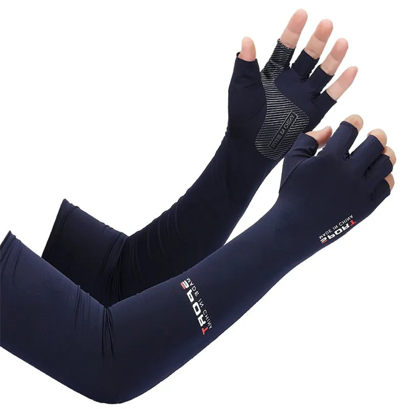 2pcs Sport Arm Sleeves Fishing and outdoors Arm Cover Sun UV Protection Sleeves With 5-finger Cuff