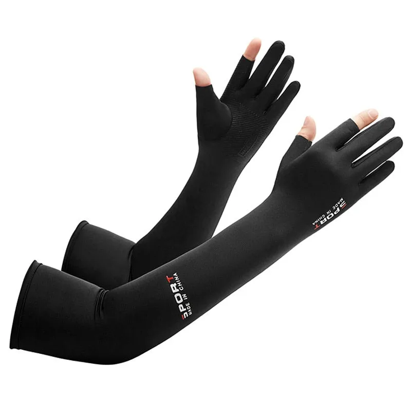 2pcs Sport Arm Sleeves Fishing and outdoors Arm Cover Sun UV Protection Sleeves With 5-finger Cuff