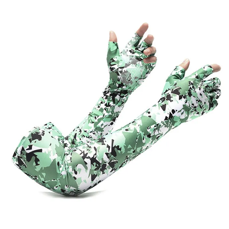 2pcs Sport Arm Sleeves Fishing and outdoors Arm Cover Sun UV Protection Sleeves With 5-finger Cuff