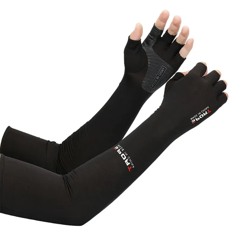 2pcs Sport Arm Sleeves Fishing and outdoors Arm Cover Sun UV Protection Sleeves With 5-finger Cuff