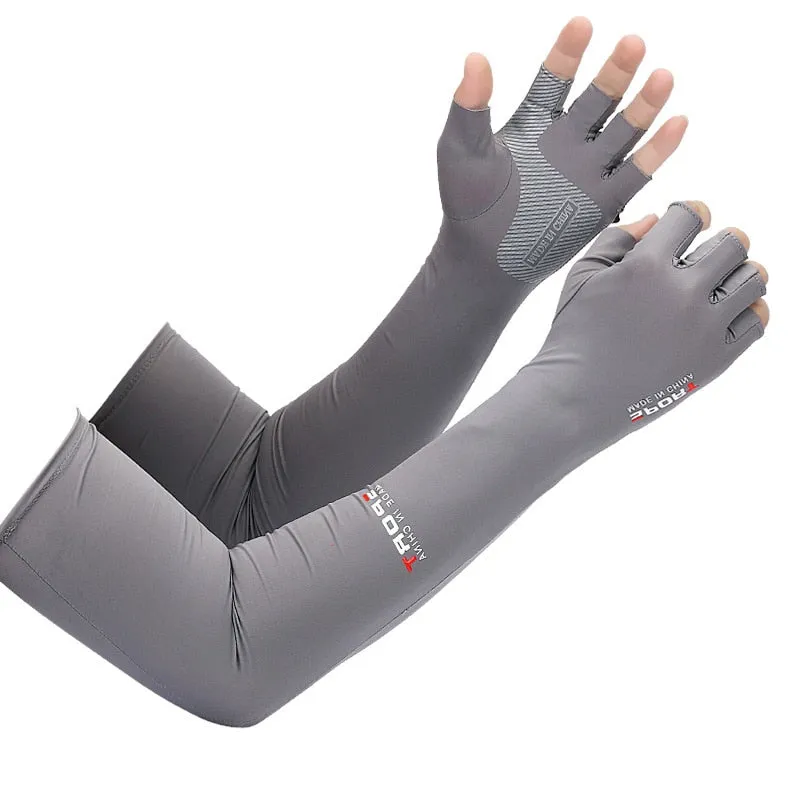 2pcs Sport Arm Sleeves Fishing and outdoors Arm Cover Sun UV Protection Sleeves With 5-finger Cuff