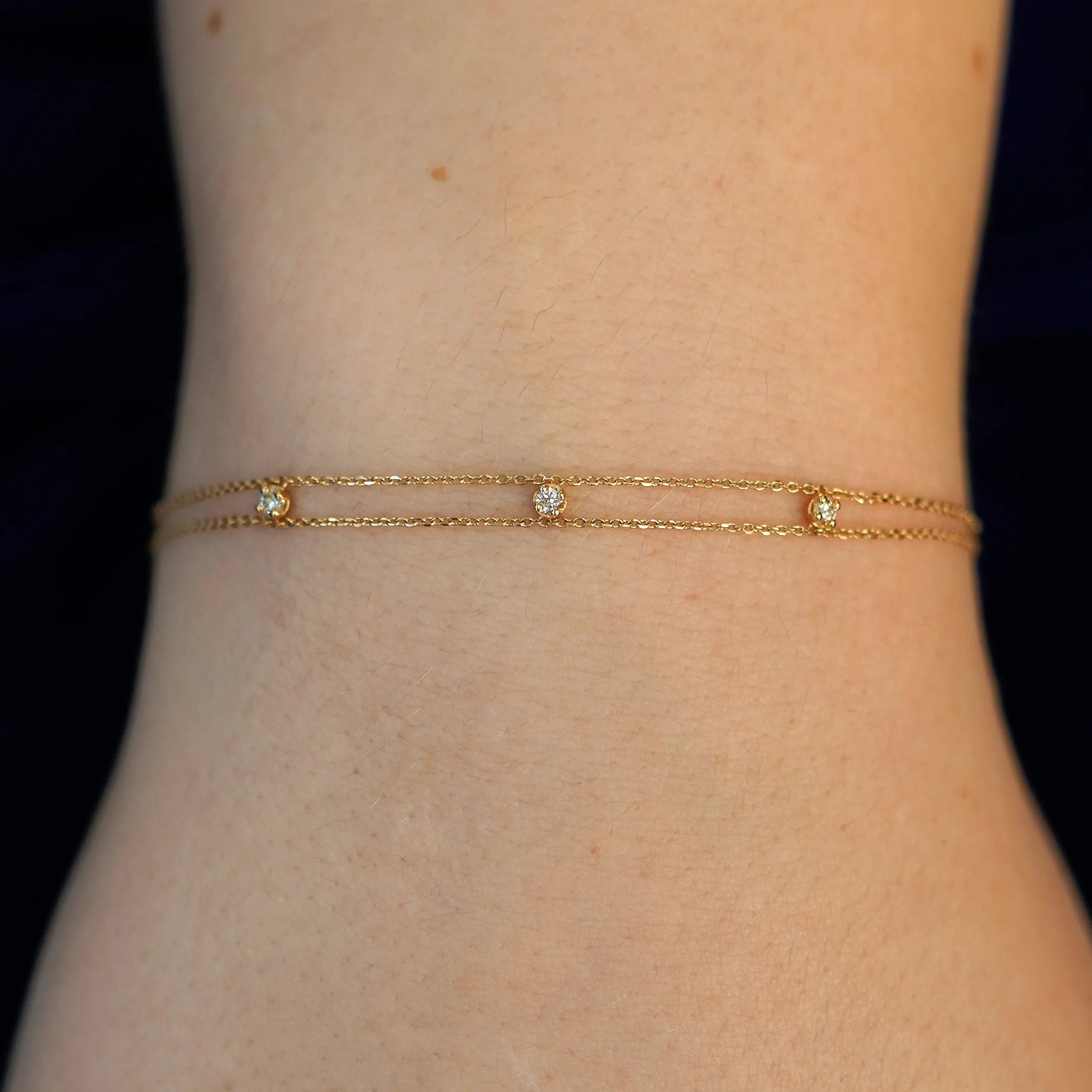 3 Diamond Cable Bracelet