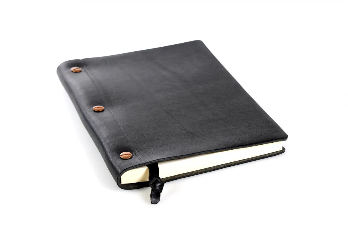 3-Screw Italian Leather Journal - Onyx Black