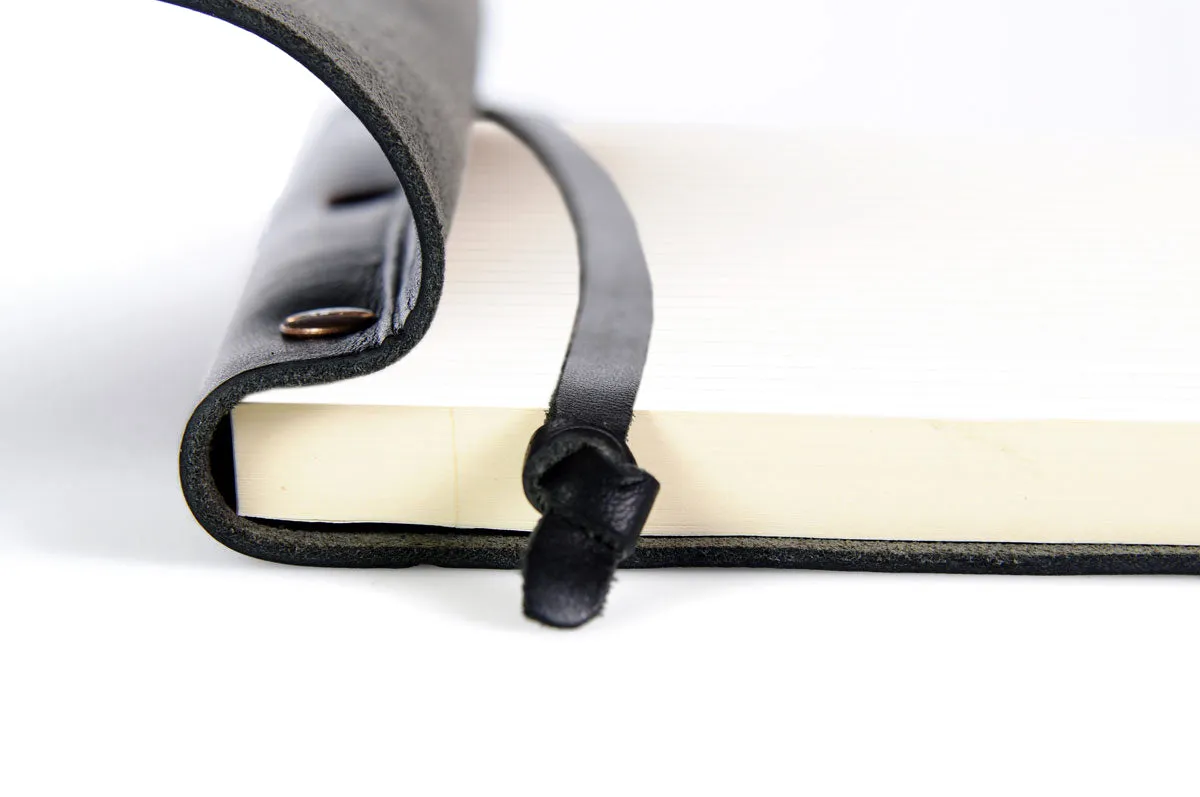 3-Screw Italian Leather Journal - Onyx Black