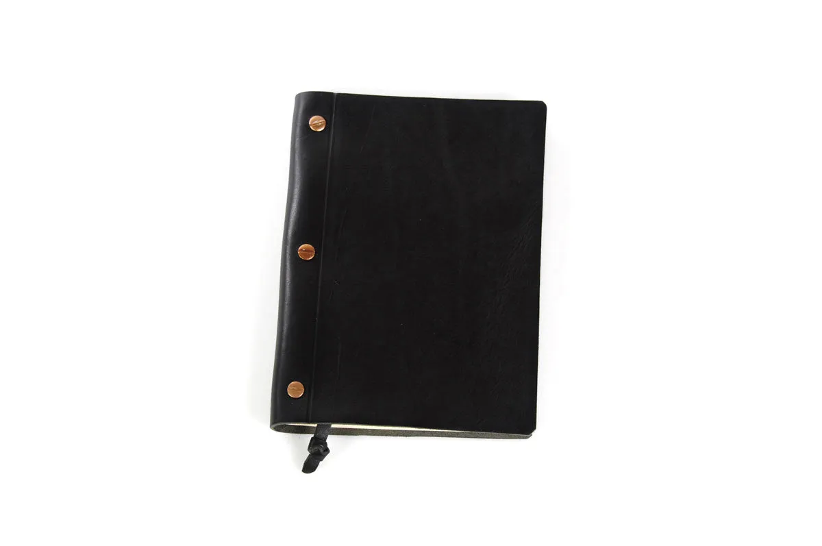 3-Screw Italian Leather Journal - Onyx Black
