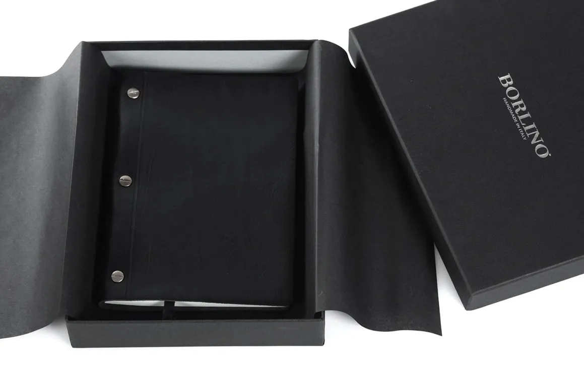 3-Screw Italian Leather Journal - Onyx Black