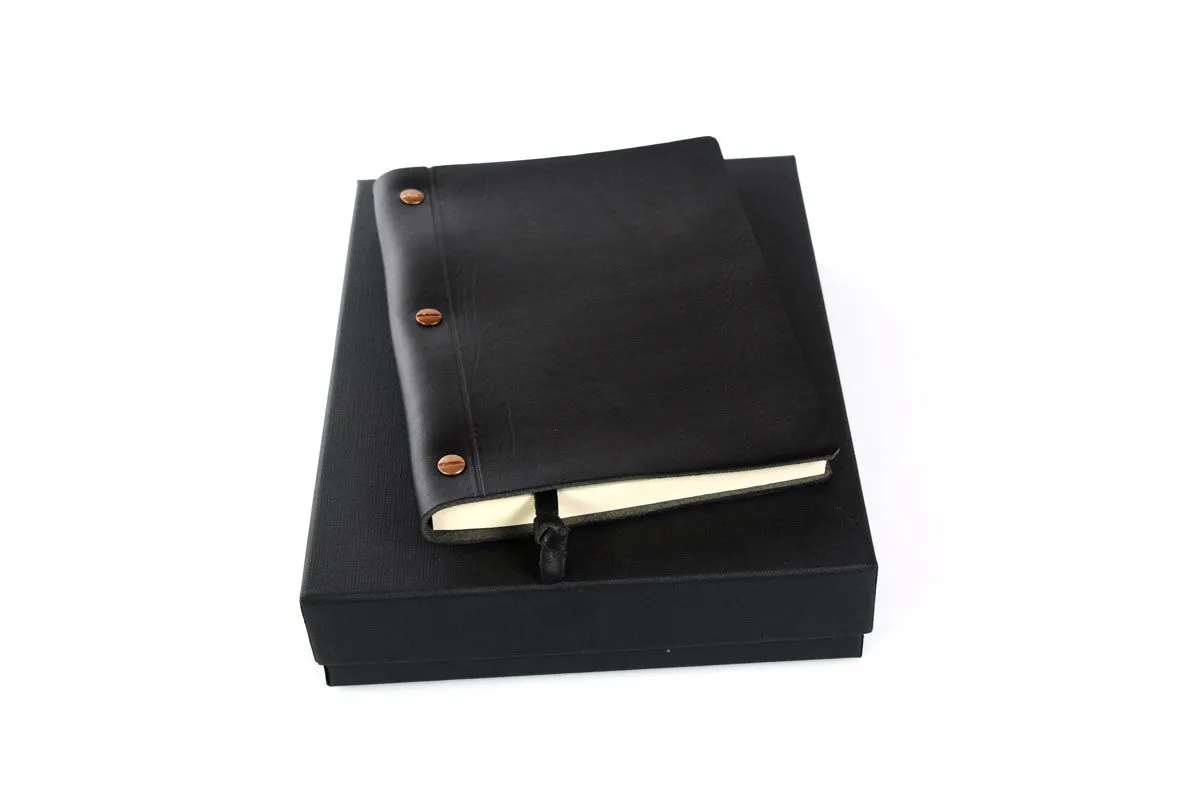 3-Screw Italian Leather Journal - Onyx Black