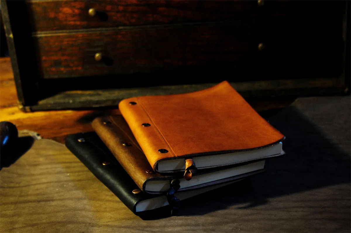 3-Screw Italian Leather Journal - Onyx Black