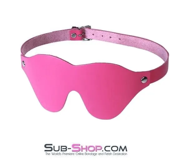3406A-SIS      Pretty Hot Pink Leather Sissy Bondage Slave Mask Forced Feminization Fantasy Forced Feminization Blindfold