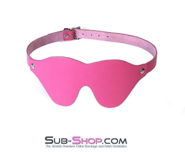 3406A-SIS      Pretty Hot Pink Leather Sissy Bondage Slave Mask Forced Feminization Fantasy Forced Feminization Blindfold