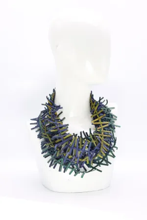 4-strand Recycled Leather Fir Necklace - Hand painted