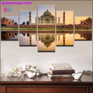 5 Piece Canvas Taj Mahal Painting Home Decor For Living Room