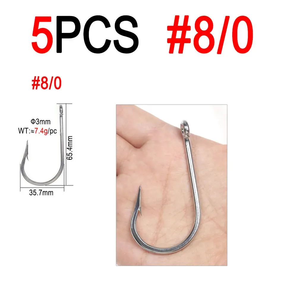 5/0 ~13/0 Stainless Steel Saltwater Fishing Hook Heavy Duty Big Game Tuna Shark