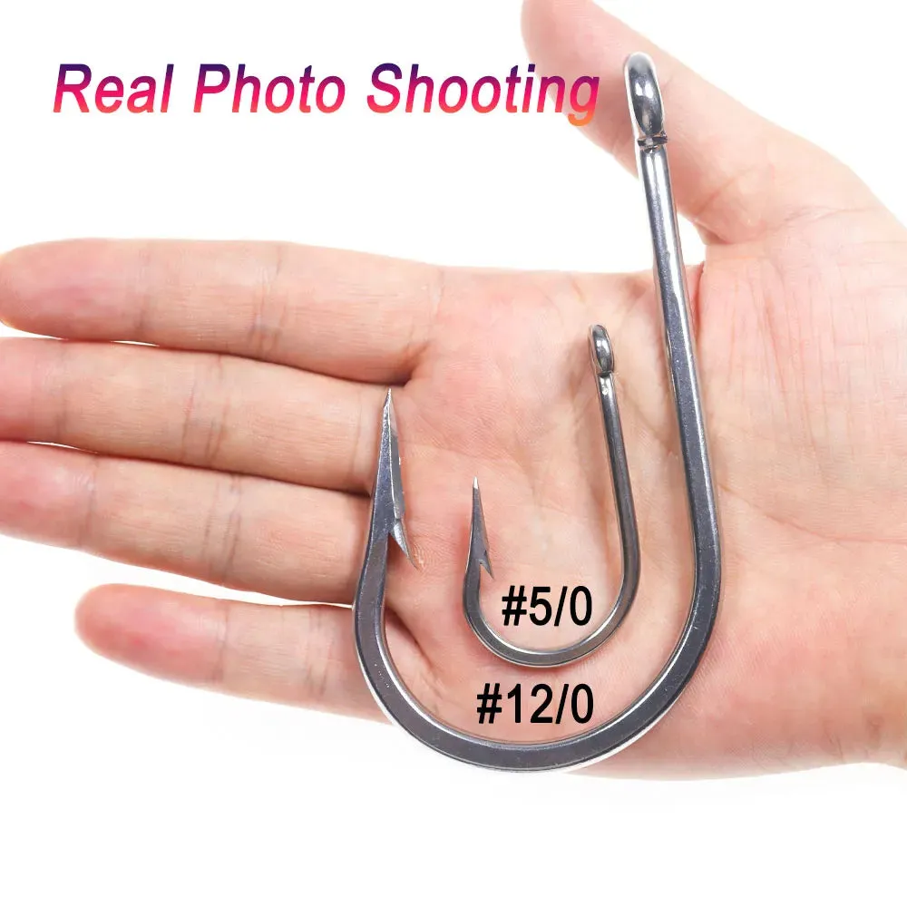 5/0 ~13/0 Stainless Steel Saltwater Fishing Hook Heavy Duty Big Game Tuna Shark